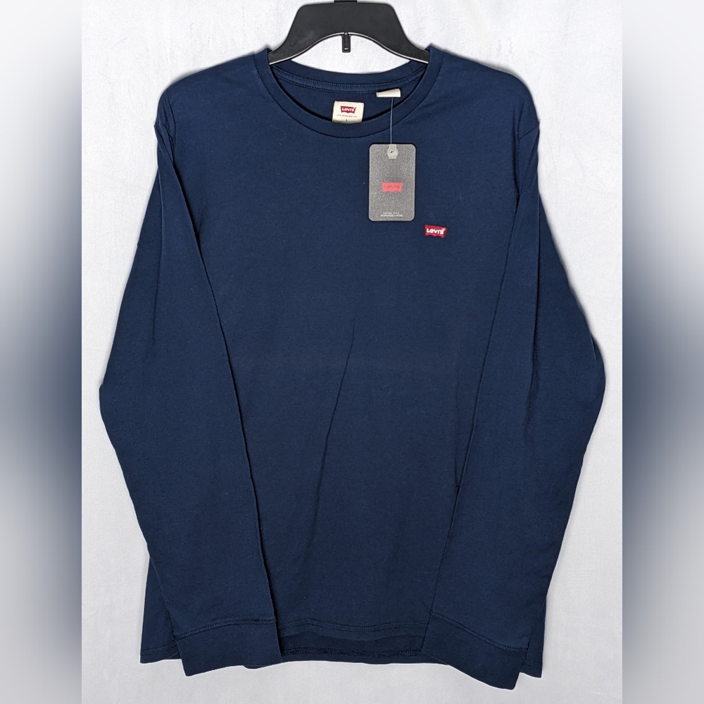 🌷NWT Levi's Navy Long Sleeve Crewneck Shirt, Large 100% Cotton